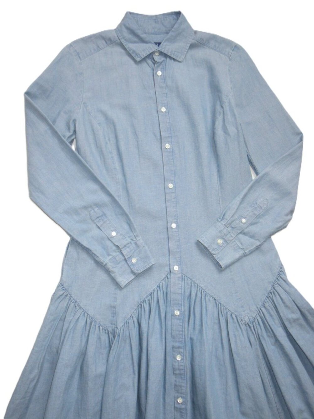 NWT Polo Ralph Lauren Cotton-Linen Chambray Midi in Pacific Blue Shirt Dress 4 - Picture 8 of 14